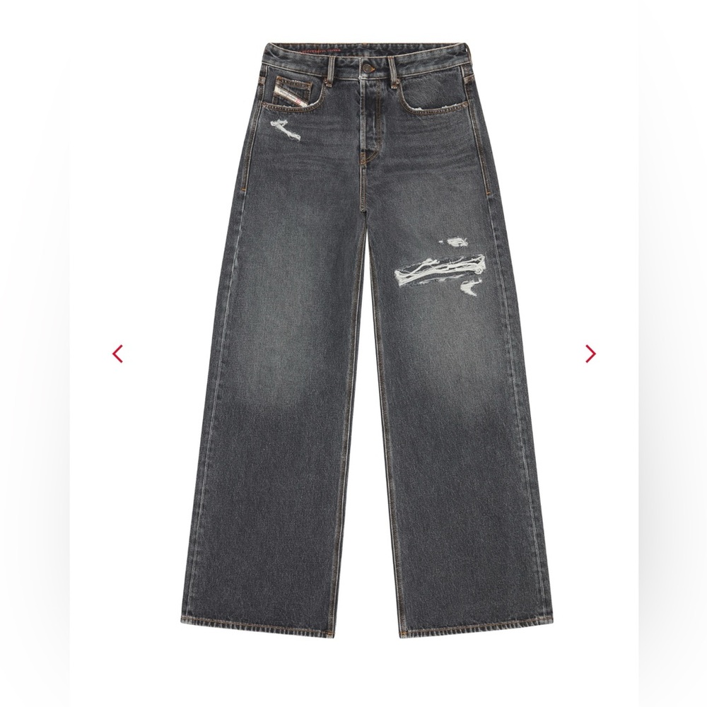 DIESEL D-Sire Distressed Wide Leg Jeans